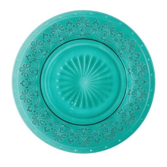 🦋 New Pioneer Woman Cassie Teal Glass Dinnerware, Set of 12 Pieces - Picture 5 of 9